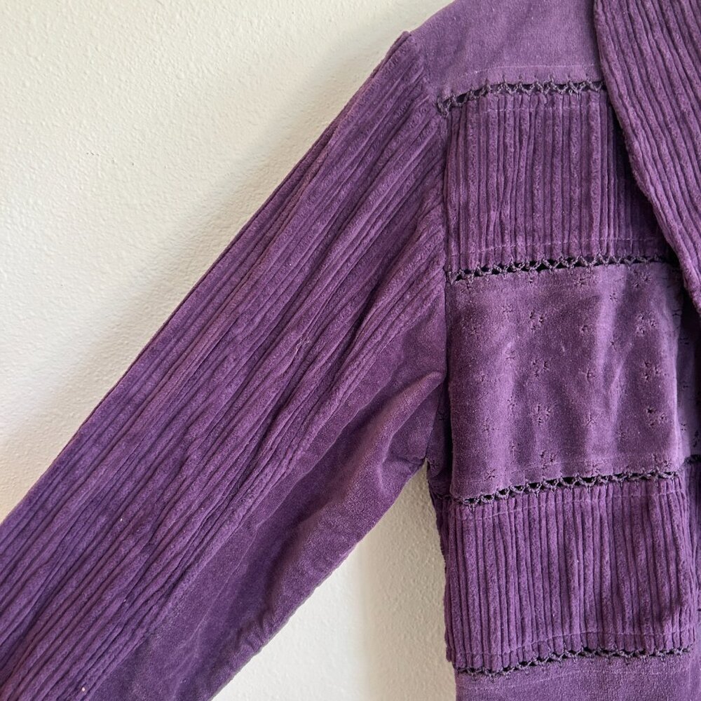 Vtg Christopher & Banks Jacket M Purple Crop Chenille Bolero Blazer NEW - Picture 5 of 12